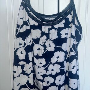 Hollister Blue and White Floral Tank Top